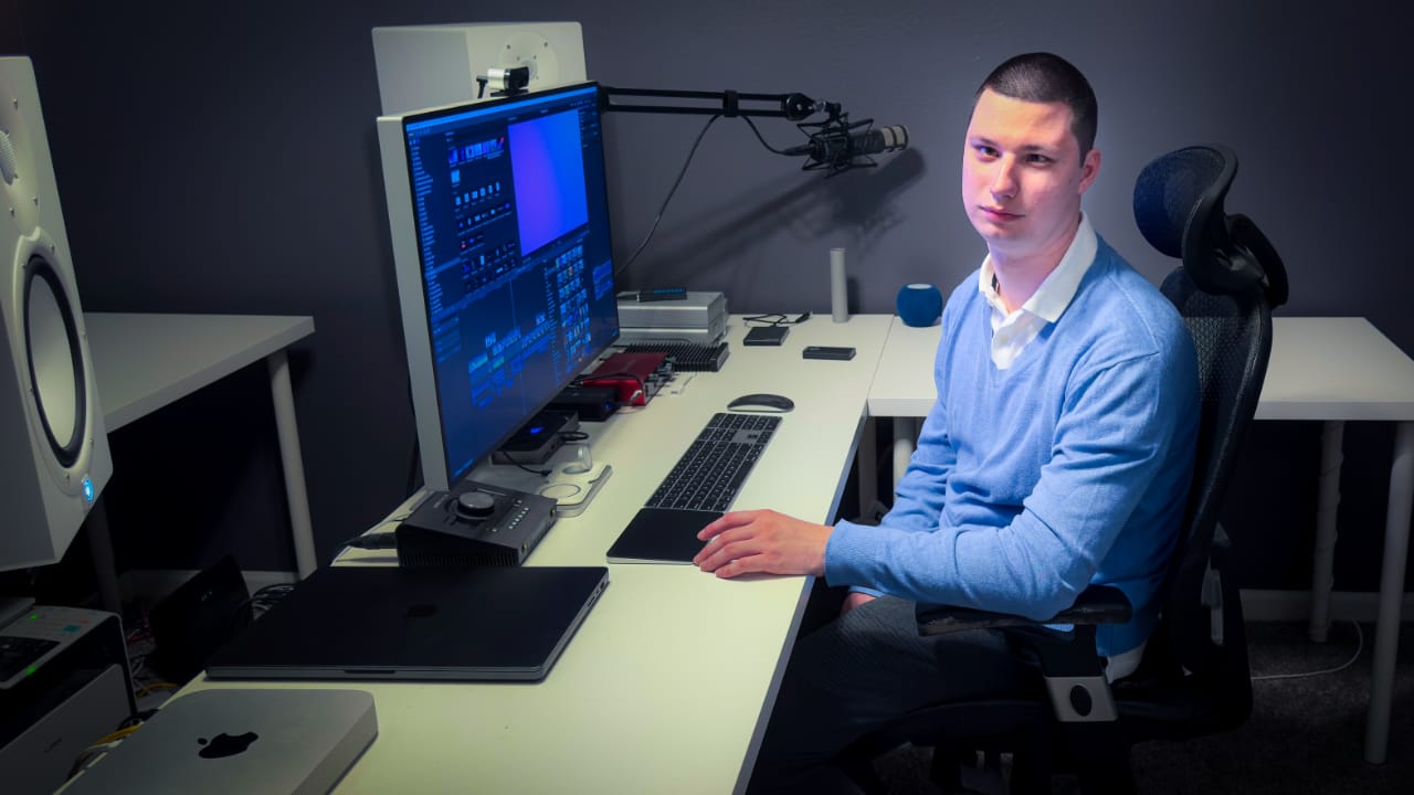 Jacob Rush at work in his edit suite